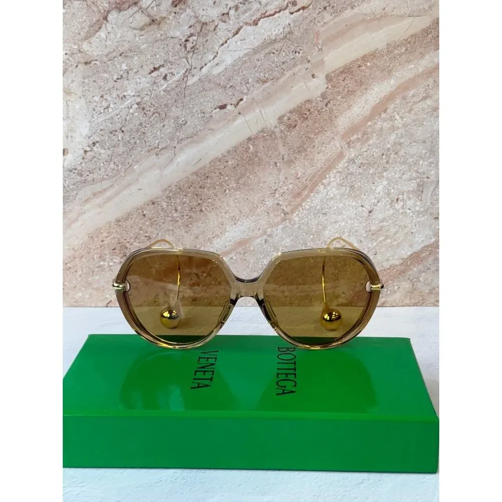 Bottega Veneta BV1436S Drop Earring Sunglasses in Beige $760